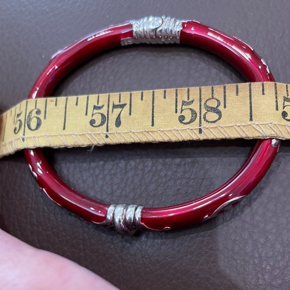 Milor Italy 925 Red Enamel bracelet and hoop earrings set - Picture 7 of 14